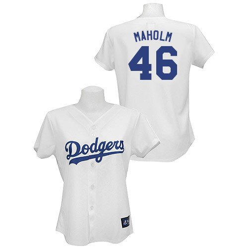 Paul Maholm #46 mlb Jersey-L A Dodgers Women's Authentic Home White Baseball Jersey
